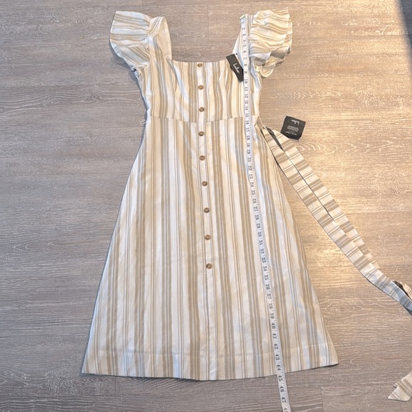 BNWT Lulus Mediterranean Moves White Striped Flutter Sleeve Midi Dress - Picture 13 of 14